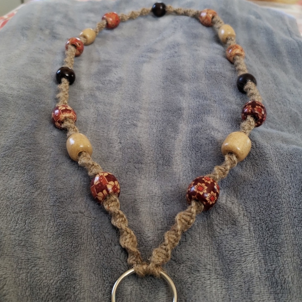 Handmade hemp keychain necklace